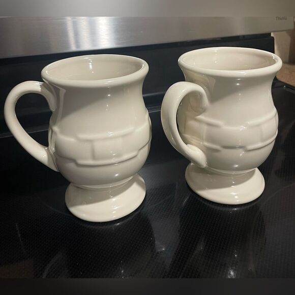 Set of 2 Longaberger Vitrified Pottery Woven Traditions Grand Coffee Mugs - Picture 1 of 4